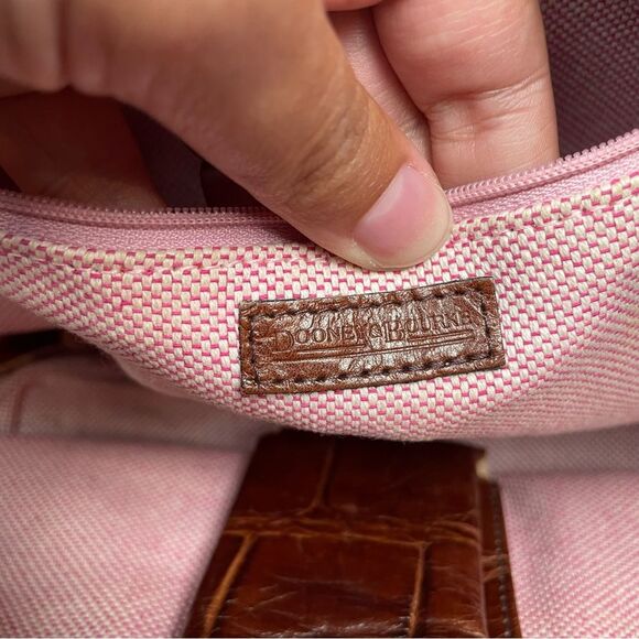 Dooney and Bourke Leather Cinzia Bag Crocodile Embossed Hobo Style Bag Brown - Picture 10 of 12